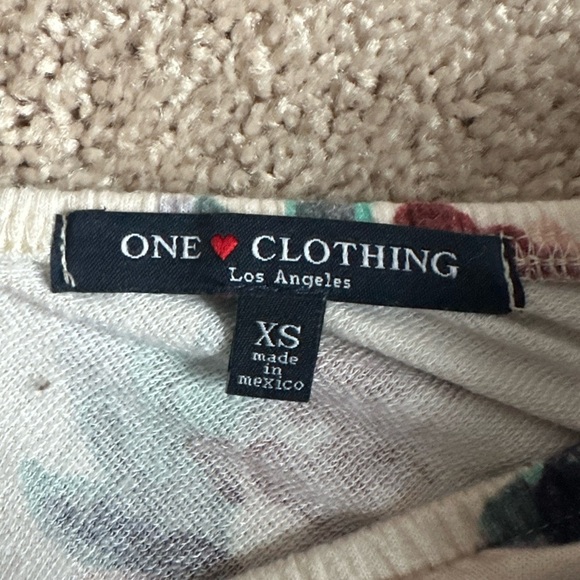 One Clothing Off-Shoulder Floral Blouse - Cream and Burgundy - Picture 2 of 2